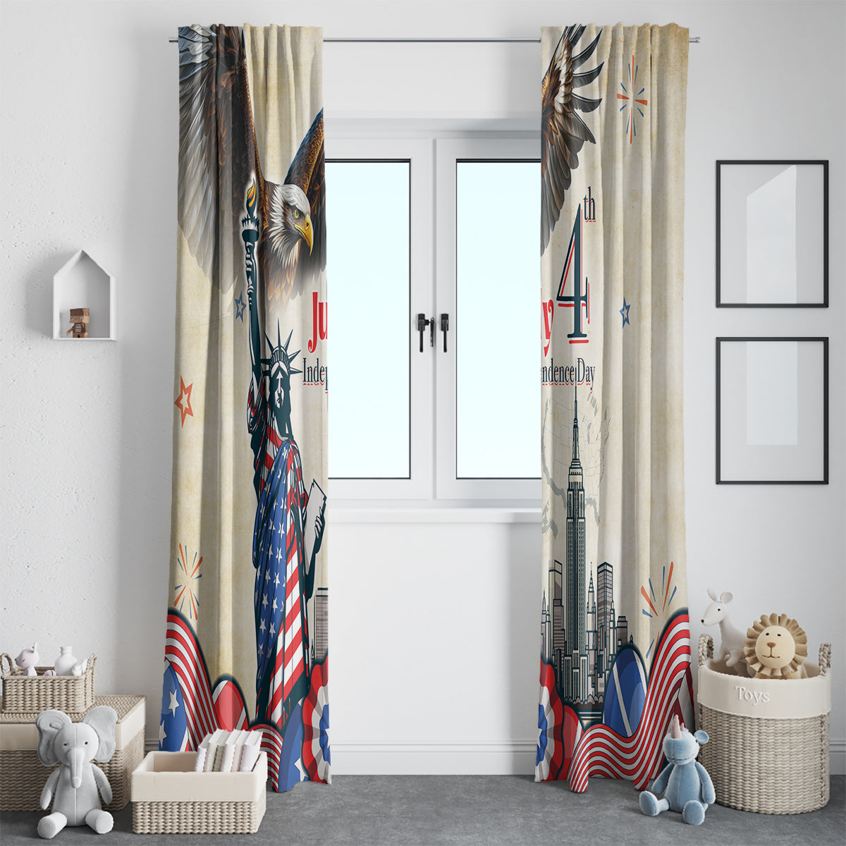 United States Independence Day Window Curtain Freedom 4th Of July Beige Version LT05 - Wonder Print Shop