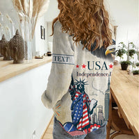 Personalised United States Independence Day Women Casual Shirt Freedom 4th Of July Beige Version LT05 - Wonder Print Shop