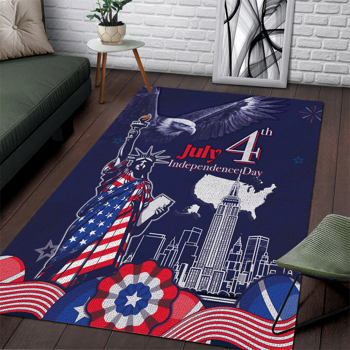 United States Independence Day Area Rug Freedom 4th Of July Navy Version LT05 - Wonder Print Shop
