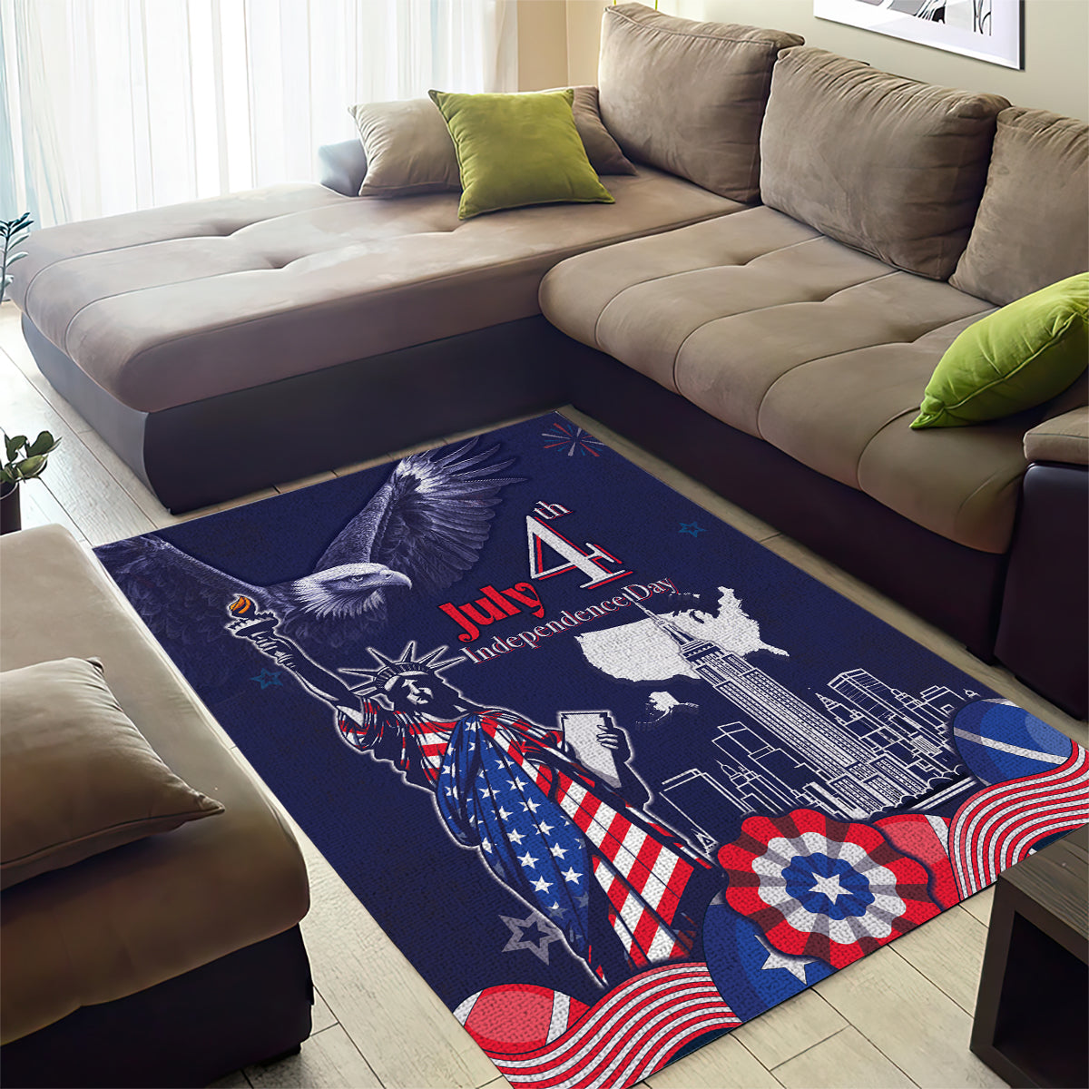 United States Independence Day Area Rug Freedom 4th Of July Navy Version LT05 - Wonder Print Shop
