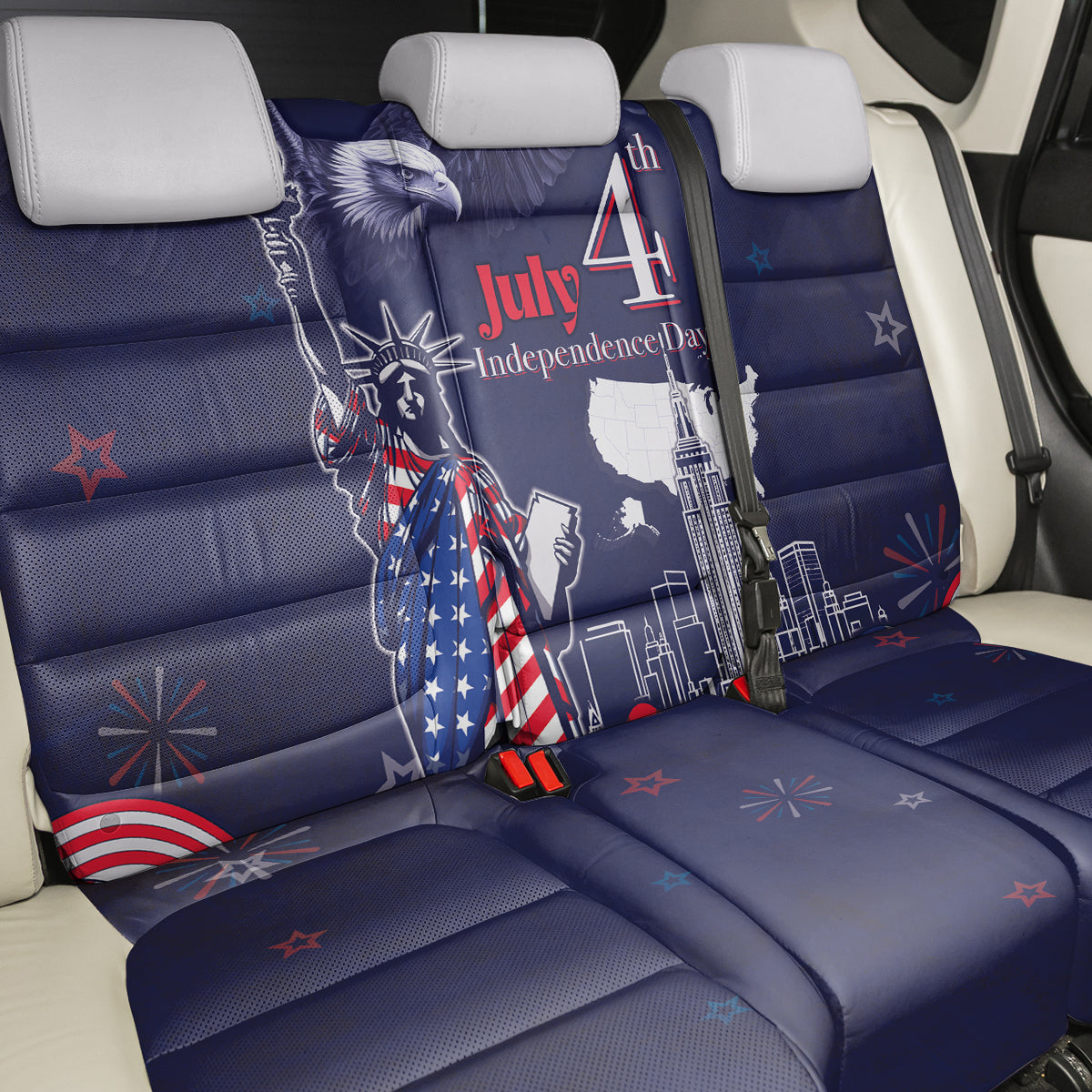 United States Independence Day Back Car Seat Cover Freedom 4th Of July Navy Version LT05 - Wonder Print Shop