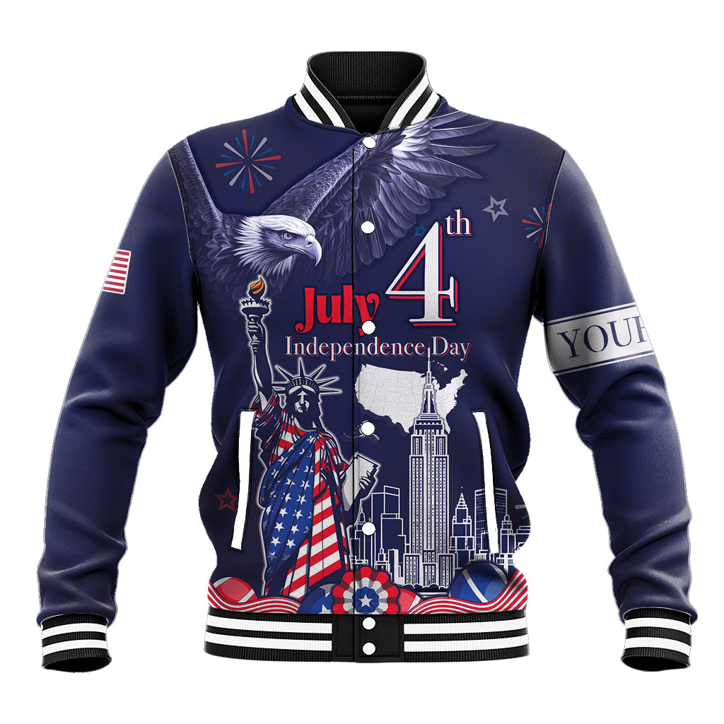 Personalised United States Independence Day Baseball Jacket Freedom 4th Of July Navy Version LT05 - Wonder Print Shop