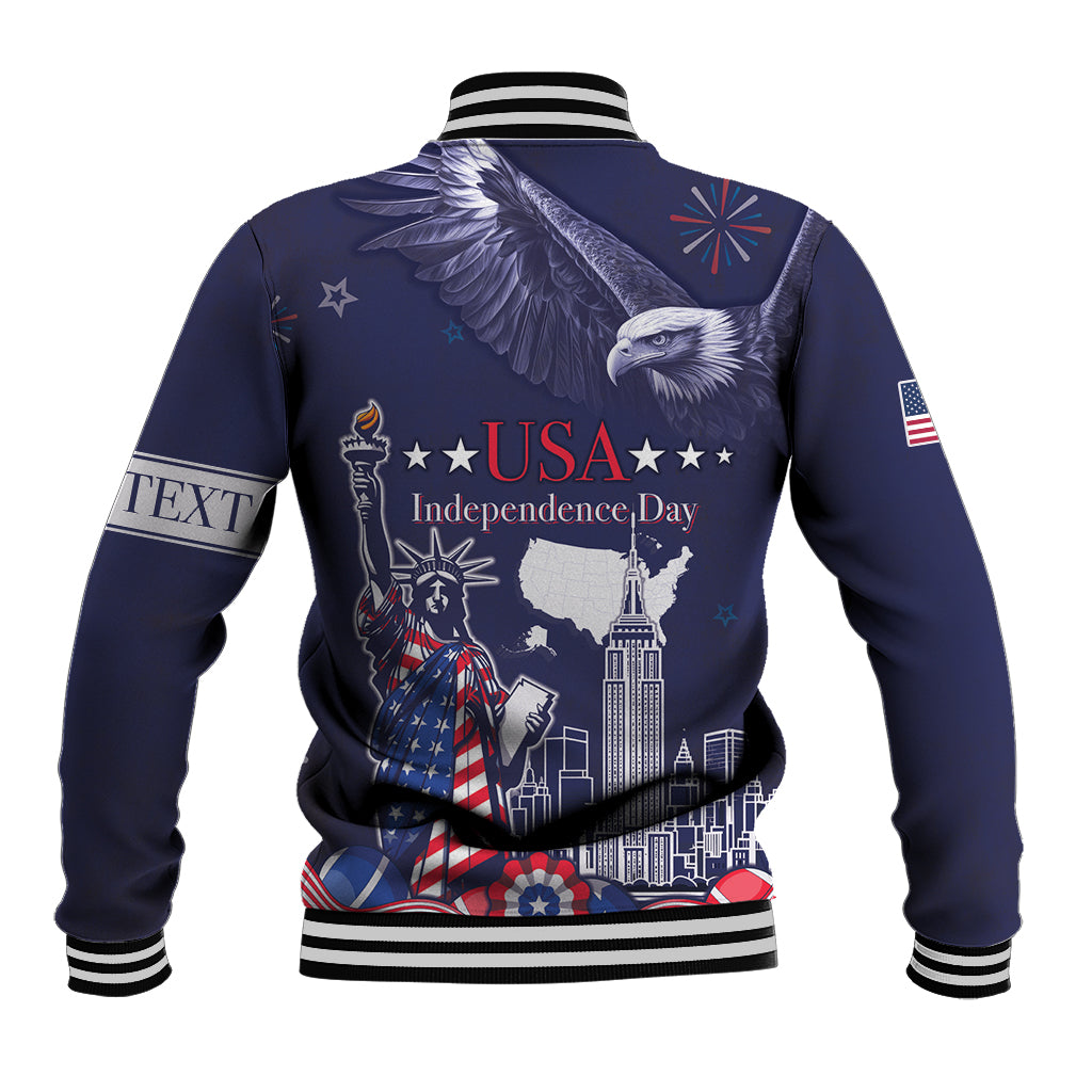 Personalised United States Independence Day Baseball Jacket Freedom 4th Of July Navy Version LT05 - Wonder Print Shop