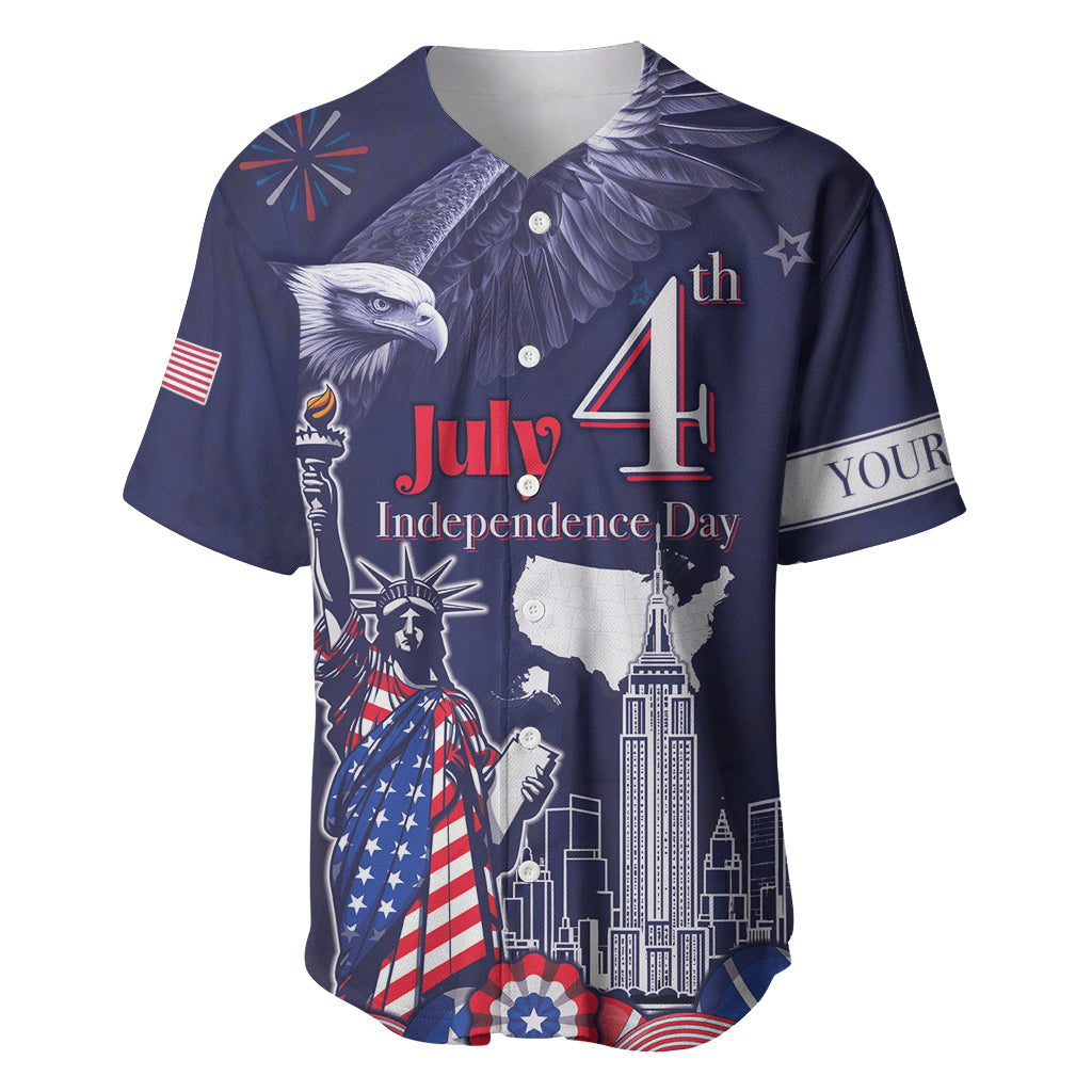 Personalised United States Independence Day Baseball Jersey Freedom 4th Of July Navy Version LT05 - Wonder Print Shop
