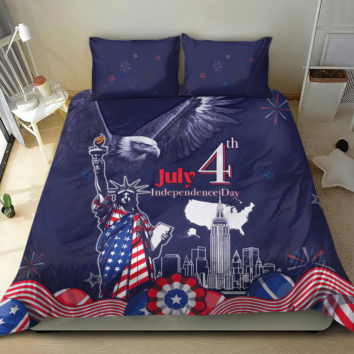 United States Independence Day Bedding Set Freedom 4th Of July Navy Version LT05 - Wonder Print Shop