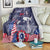 United States Independence Day Blanket Freedom 4th Of July Navy Version