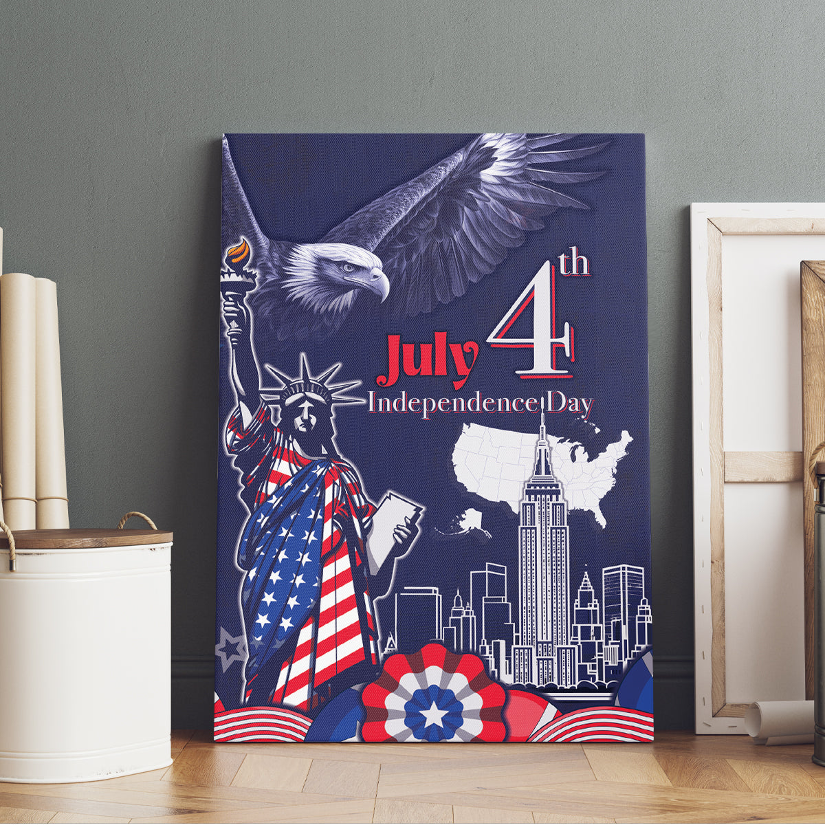 United States Independence Day Canvas Wall Art Freedom 4th Of July Navy Version LT05 - Wonder Print Shop