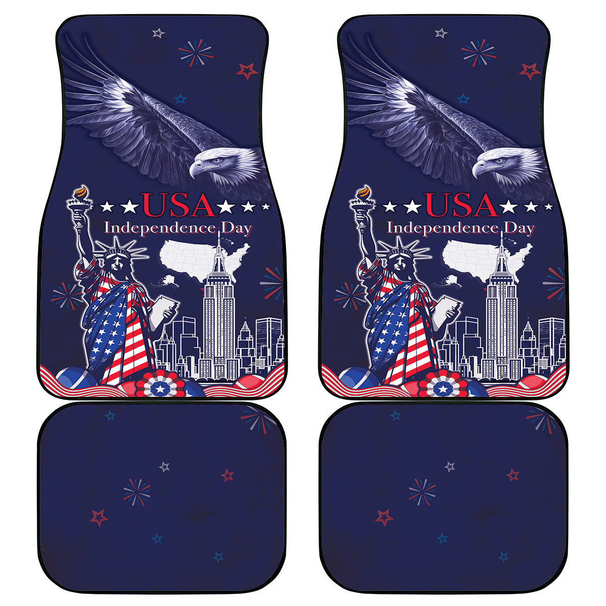 United States Independence Day Car Mats Freedom 4th Of July Navy Version LT05 - Wonder Print Shop