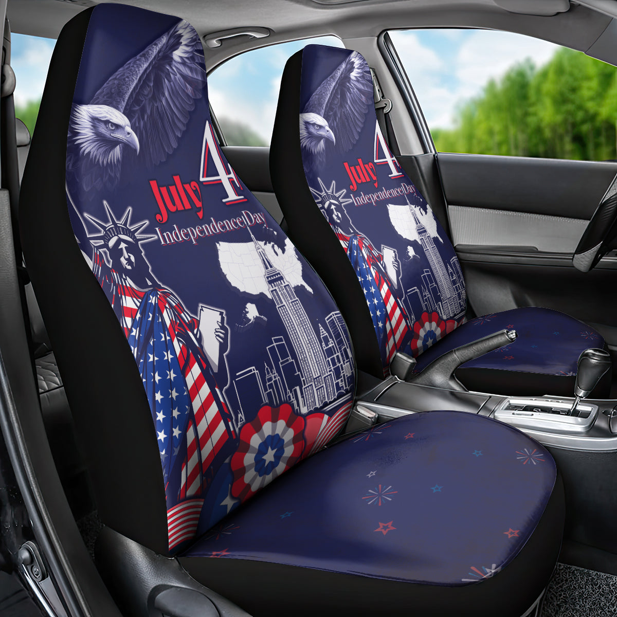 United States Independence Day Car Seat Cover Freedom 4th Of July Navy Version LT05 - Wonder Print Shop
