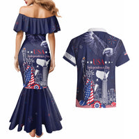 Personalised United States Independence Day Couples Matching Mermaid Dress and Hawaiian Shirt Freedom 4th Of July Navy Version LT05 - Wonder Print Shop