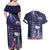 Personalised United States Independence Day Couples Matching Off Shoulder Maxi Dress and Hawaiian Shirt Freedom 4th Of July Navy Version LT05 - Wonder Print Shop