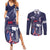 Personalised United States Independence Day Couples Matching Summer Maxi Dress and Long Sleeve Button Shirt Freedom 4th Of July Navy Version LT05 - Wonder Print Shop