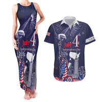Personalised United States Independence Day Couples Matching Tank Maxi Dress and Hawaiian Shirt Freedom 4th Of July Navy Version LT05 - Wonder Print Shop