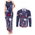Personalised United States Independence Day Couples Matching Tank Maxi Dress and Long Sleeve Button Shirt Freedom 4th Of July Navy Version LT05 - Wonder Print Shop