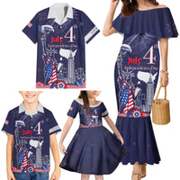 Personalised United States Independence Day Family Matching Mermaid Dress and Hawaiian Shirt Freedom 4th Of July Navy Version LT05 - Wonder Print Shop