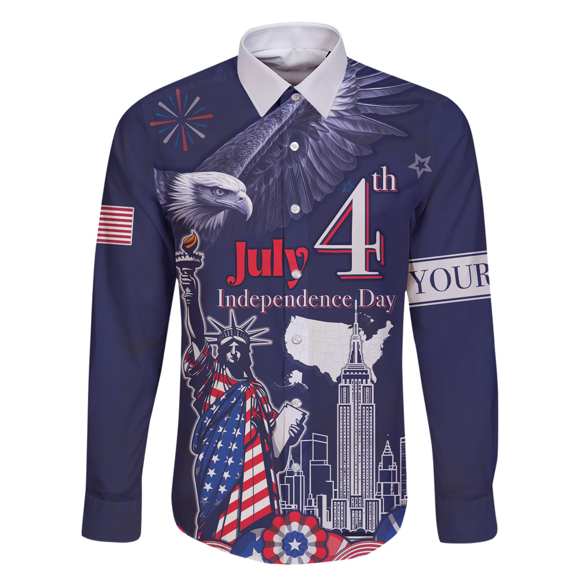 Personalised United States Independence Day Family Matching Mermaid Dress and Hawaiian Shirt Freedom 4th Of July Navy Version LT05 - Wonder Print Shop