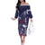 Personalised United States Independence Day Family Matching Off The Shoulder Long Sleeve Dress and Hawaiian Shirt Freedom 4th Of July Navy Version LT05 - Wonder Print Shop