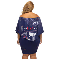 Personalised United States Independence Day Family Matching Off Shoulder Short Dress and Hawaiian Shirt Freedom 4th Of July Navy Version LT05 - Wonder Print Shop