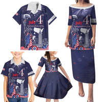 Personalised United States Independence Day Family Matching Puletasi and Hawaiian Shirt Freedom 4th Of July Navy Version LT05 - Wonder Print Shop