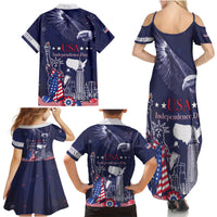 Personalised United States Independence Day Family Matching Summer Maxi Dress and Hawaiian Shirt Freedom 4th Of July Navy Version LT05 - Wonder Print Shop