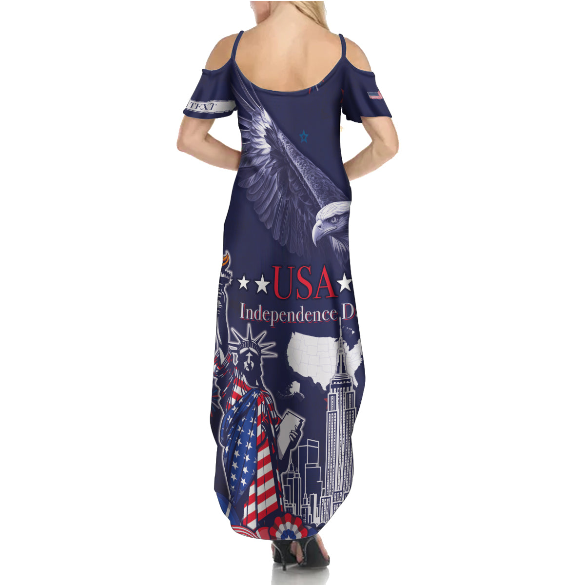 Personalised United States Independence Day Family Matching Summer Maxi Dress and Hawaiian Shirt Freedom 4th Of July Navy Version LT05 - Wonder Print Shop