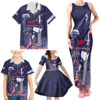 Personalised United States Independence Day Family Matching Tank Maxi Dress and Hawaiian Shirt Freedom 4th Of July Navy Version LT05 - Wonder Print Shop