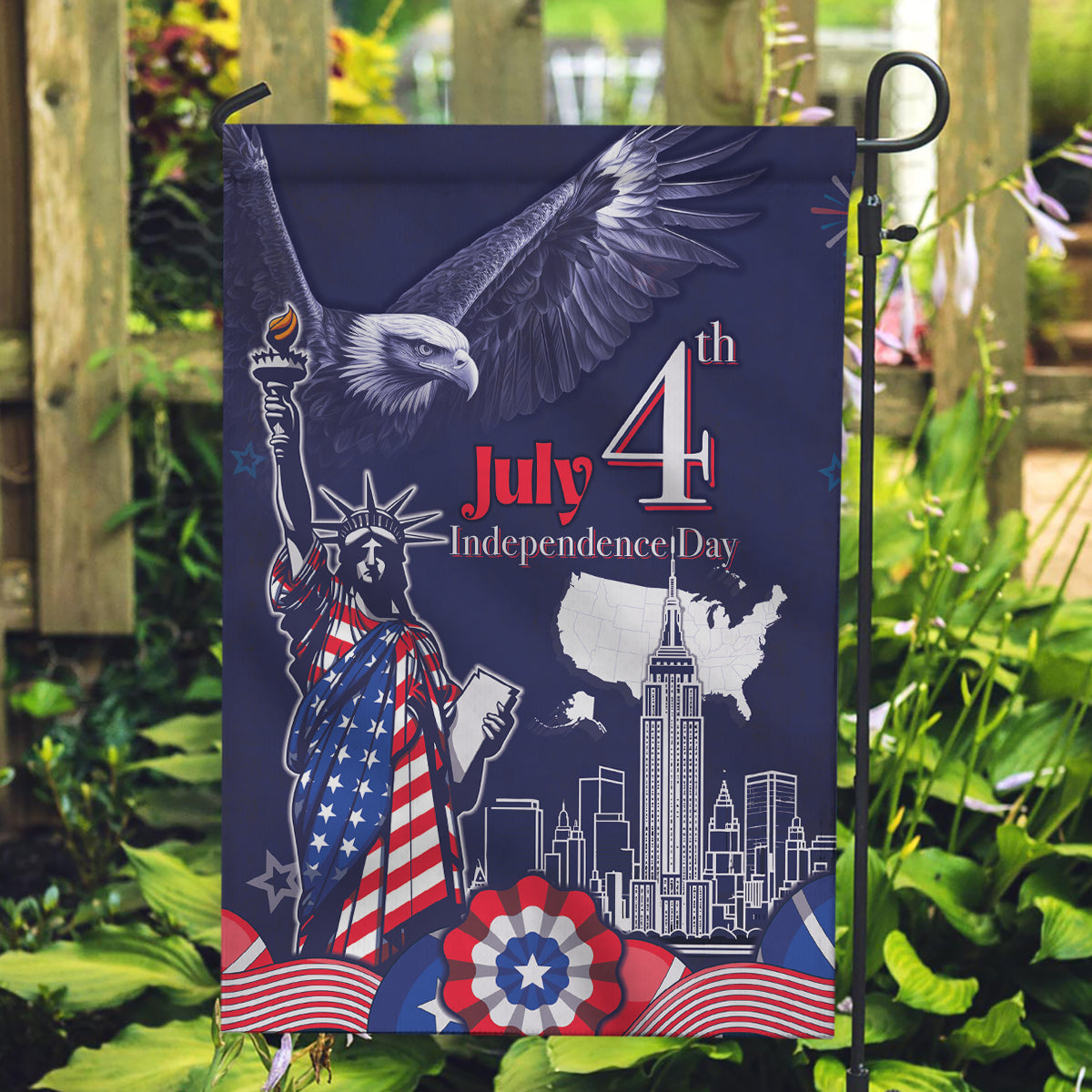 United States Independence Day Garden Flag Freedom 4th Of July Navy Version LT05 - Wonder Print Shop