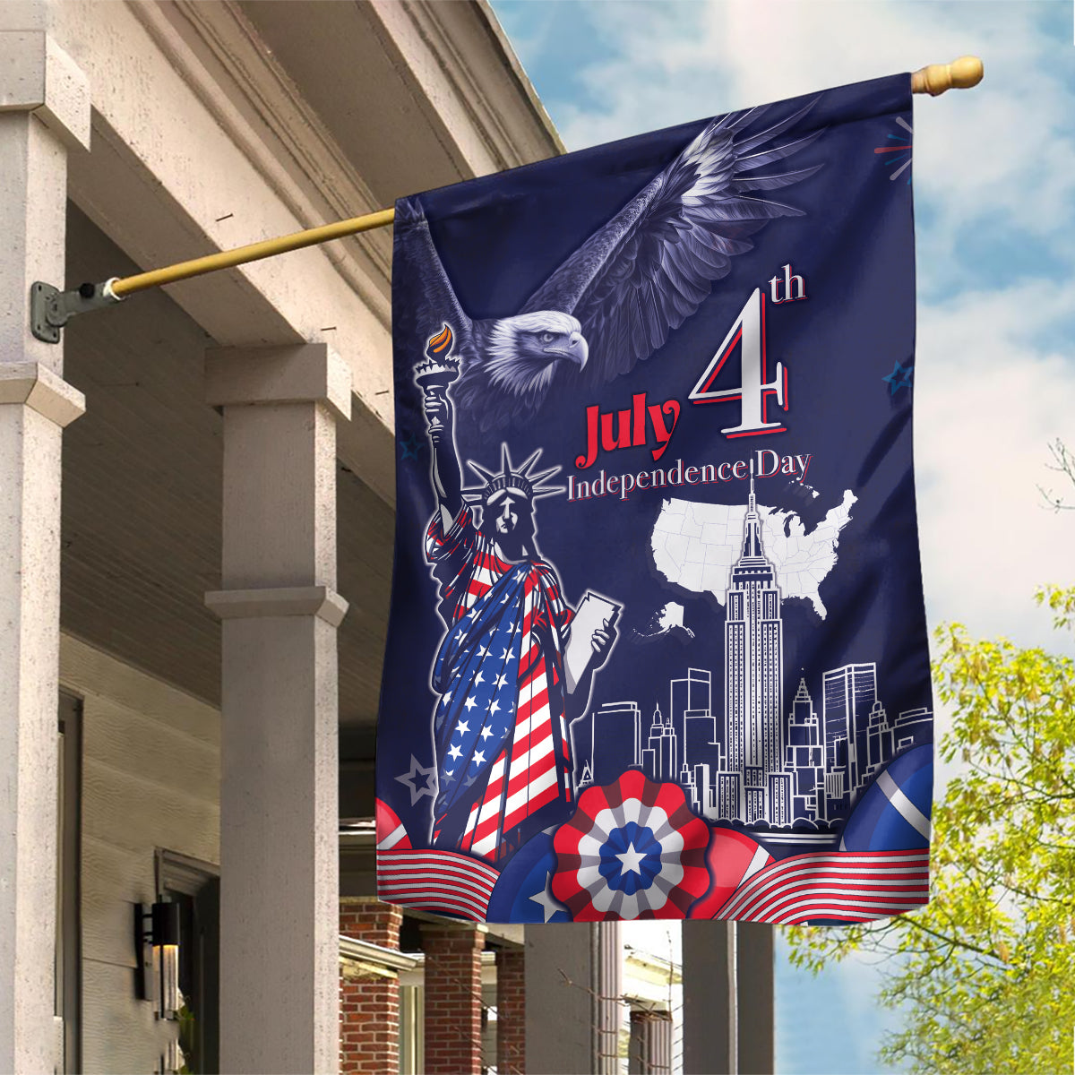 United States Independence Day Garden Flag Freedom 4th Of July Navy Version LT05 - Wonder Print Shop