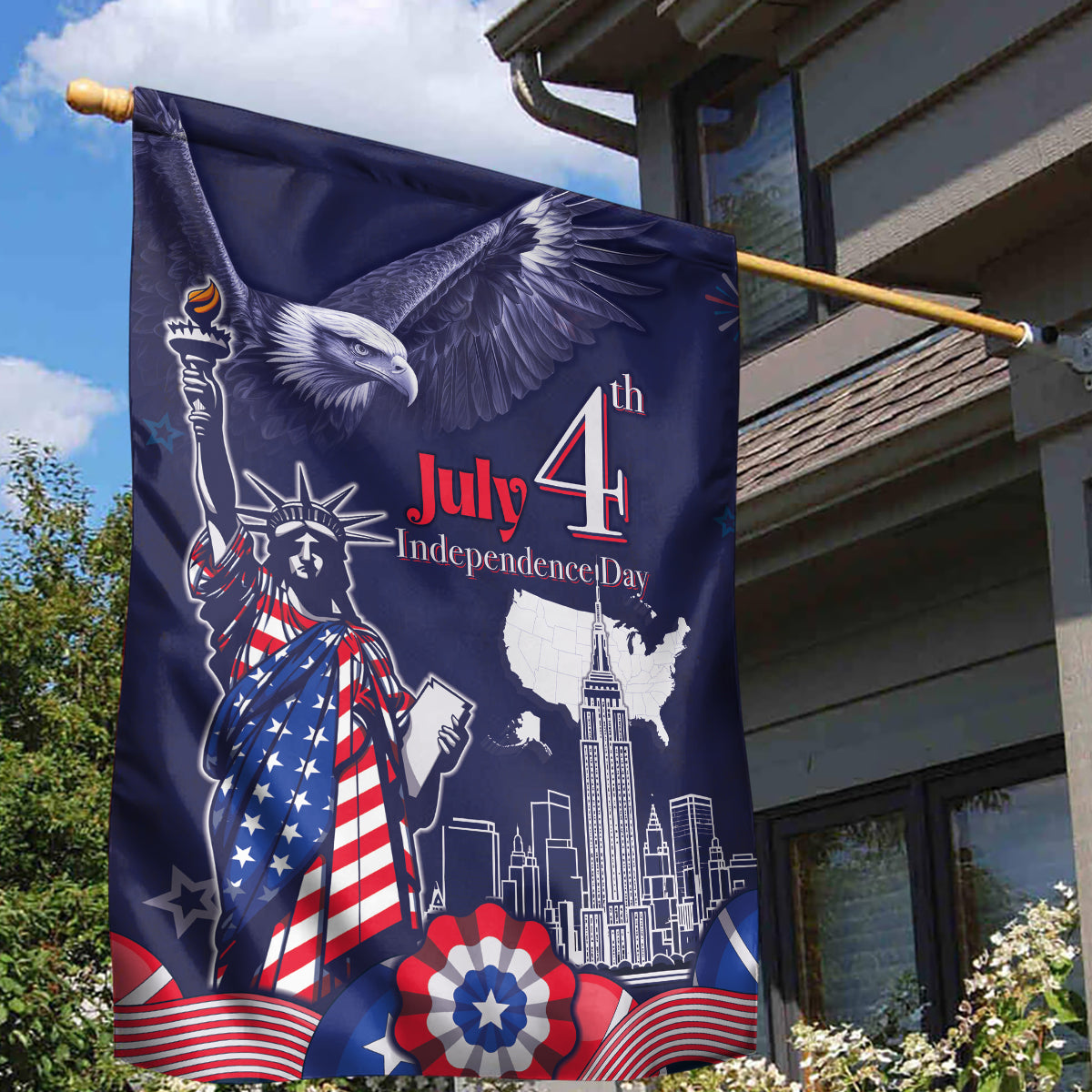 United States Independence Day Garden Flag Freedom 4th Of July Navy Version LT05 - Wonder Print Shop