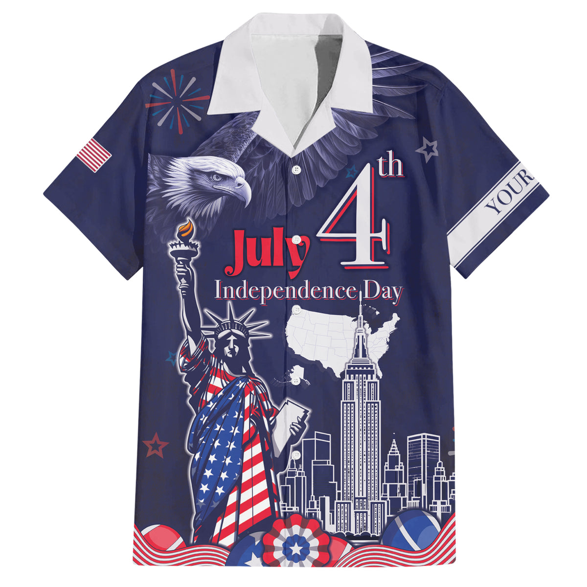 Personalised United States Independence Day Hawaiian Shirt Freedom 4th Of July Navy Version LT05 - Wonder Print Shop