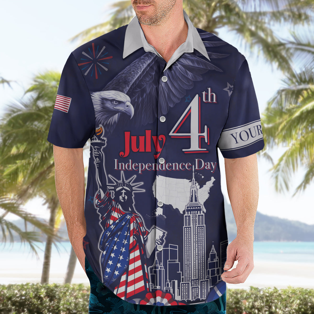 Personalised United States Independence Day Hawaiian Shirt Freedom 4th Of July Navy Version LT05 - Wonder Print Shop