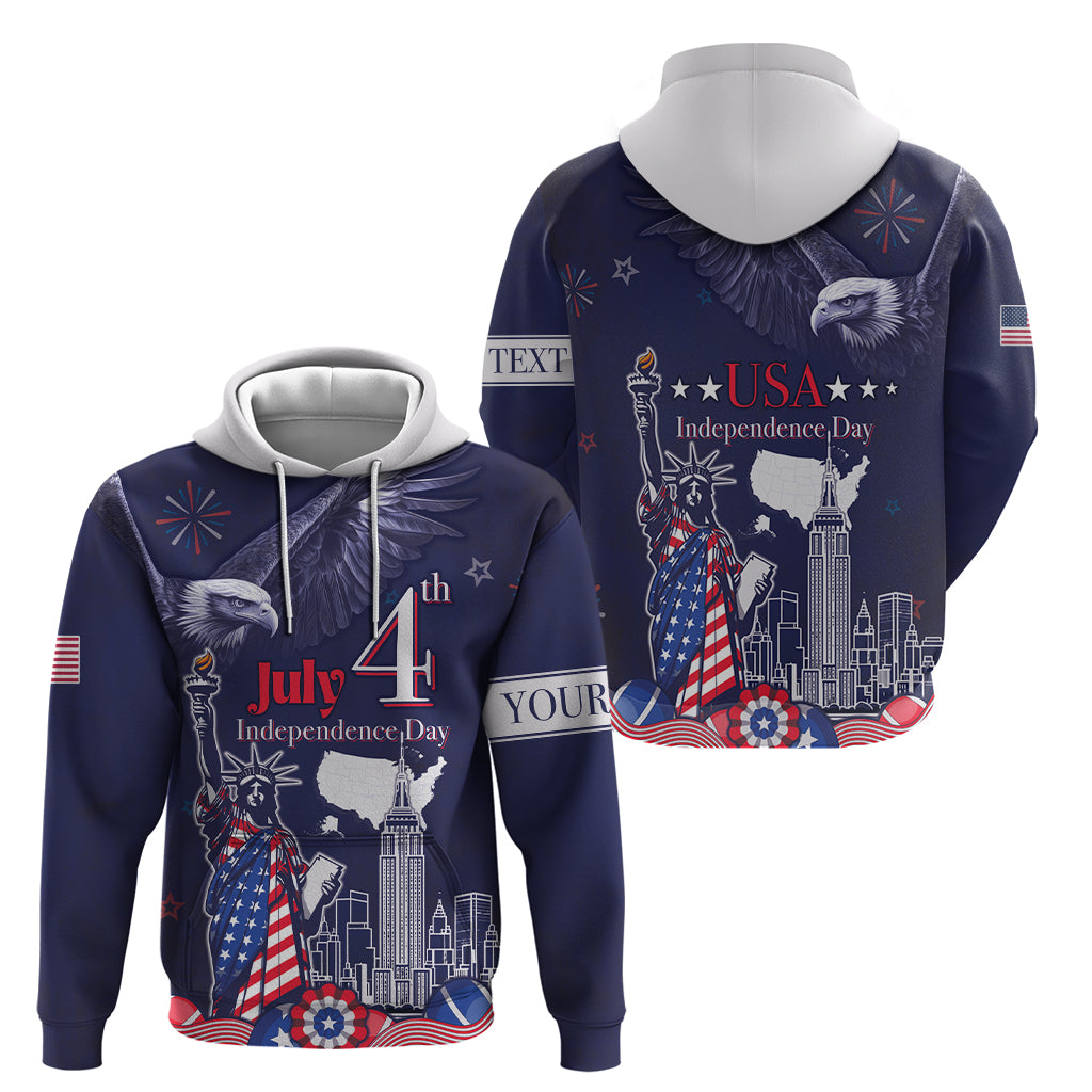 Personalised United States Independence Day Hoodie Freedom 4th Of July Navy Version LT05 - Wonder Print Shop