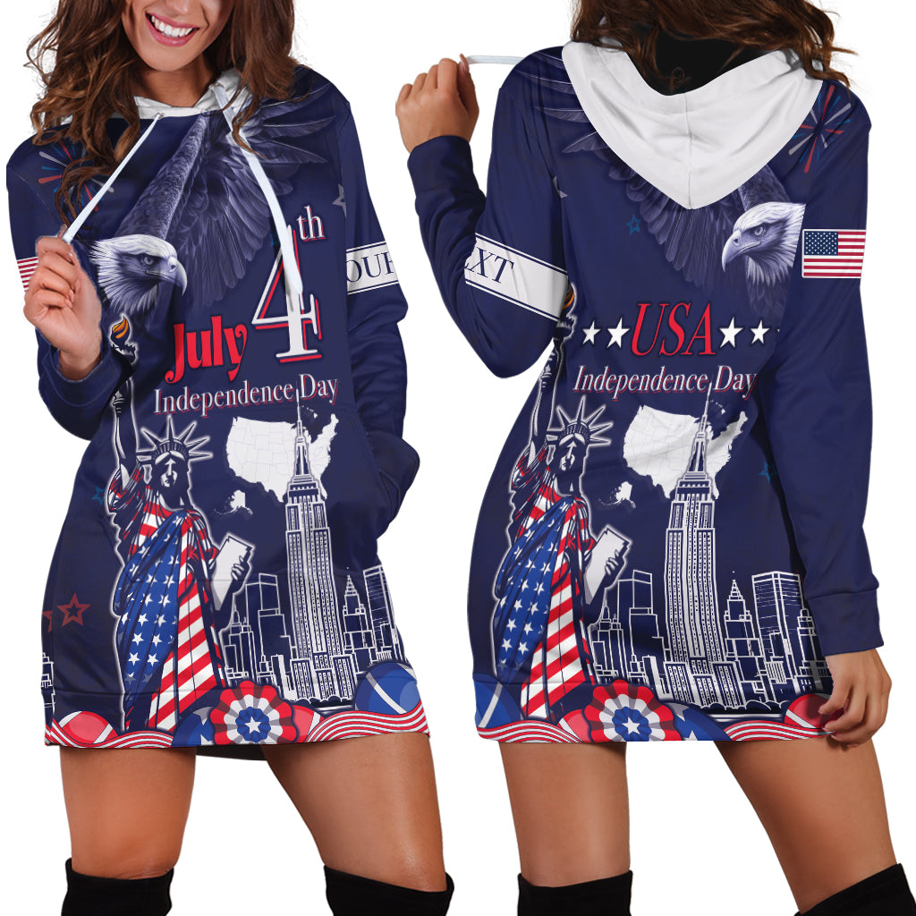 Personalised United States Independence Day Hoodie Dress Freedom 4th Of July Navy Version LT05 - Wonder Print Shop