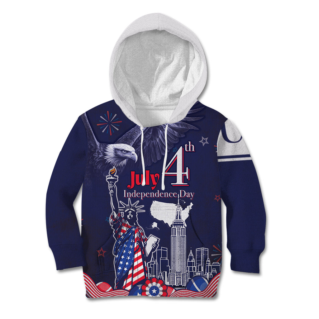 Personalised United States Independence Day Kid Hoodie Freedom 4th Of July Navy Version LT05 - Wonder Print Shop