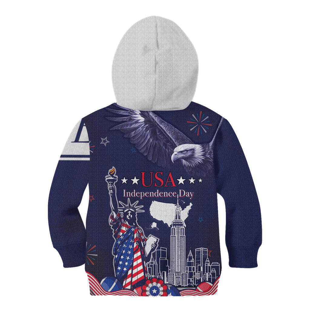 Personalised United States Independence Day Kid Hoodie Freedom 4th Of July Navy Version LT05 - Wonder Print Shop