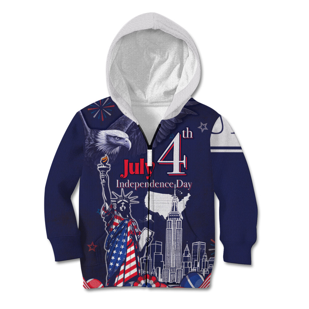 Personalised United States Independence Day Kid Hoodie Freedom 4th Of July Navy Version LT05 - Wonder Print Shop