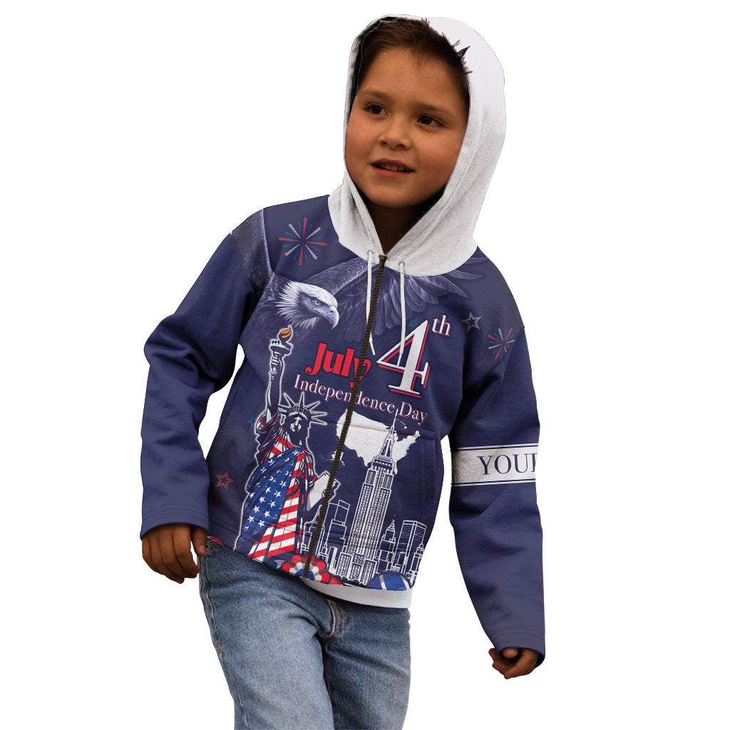 Personalised United States Independence Day Kid Hoodie Freedom 4th Of July Navy Version LT05 - Wonder Print Shop