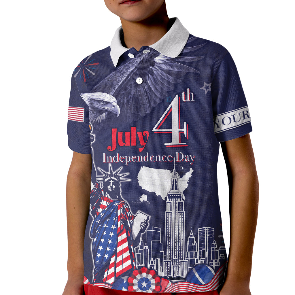 Personalised United States Independence Day Kid Polo Shirt Freedom 4th Of July Navy Version LT05 - Wonder Print Shop