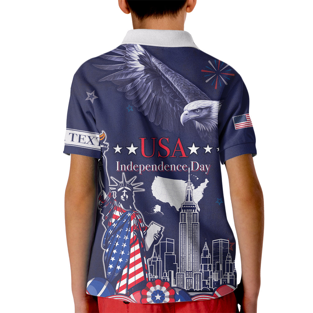 Personalised United States Independence Day Kid Polo Shirt Freedom 4th Of July Navy Version LT05 - Wonder Print Shop