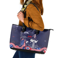 United States Independence Day Leather Tote Bag Freedom 4th Of July Navy Version LT05 - Wonder Print Shop