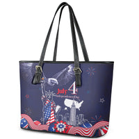 United States Independence Day Leather Tote Bag Freedom 4th Of July Navy Version LT05 - Wonder Print Shop