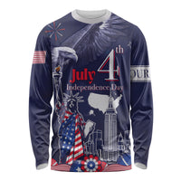 Personalised United States Independence Day Long Sleeve Shirt Freedom 4th Of July Navy Version LT05 - Wonder Print Shop