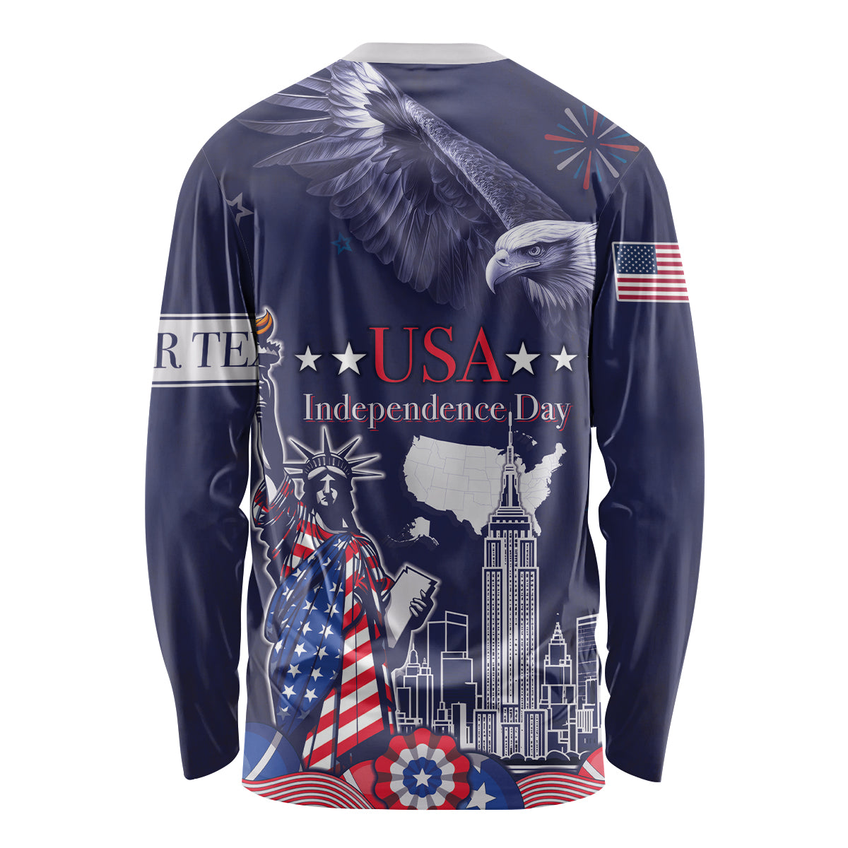 Personalised United States Independence Day Long Sleeve Shirt Freedom 4th Of July Navy Version LT05 - Wonder Print Shop