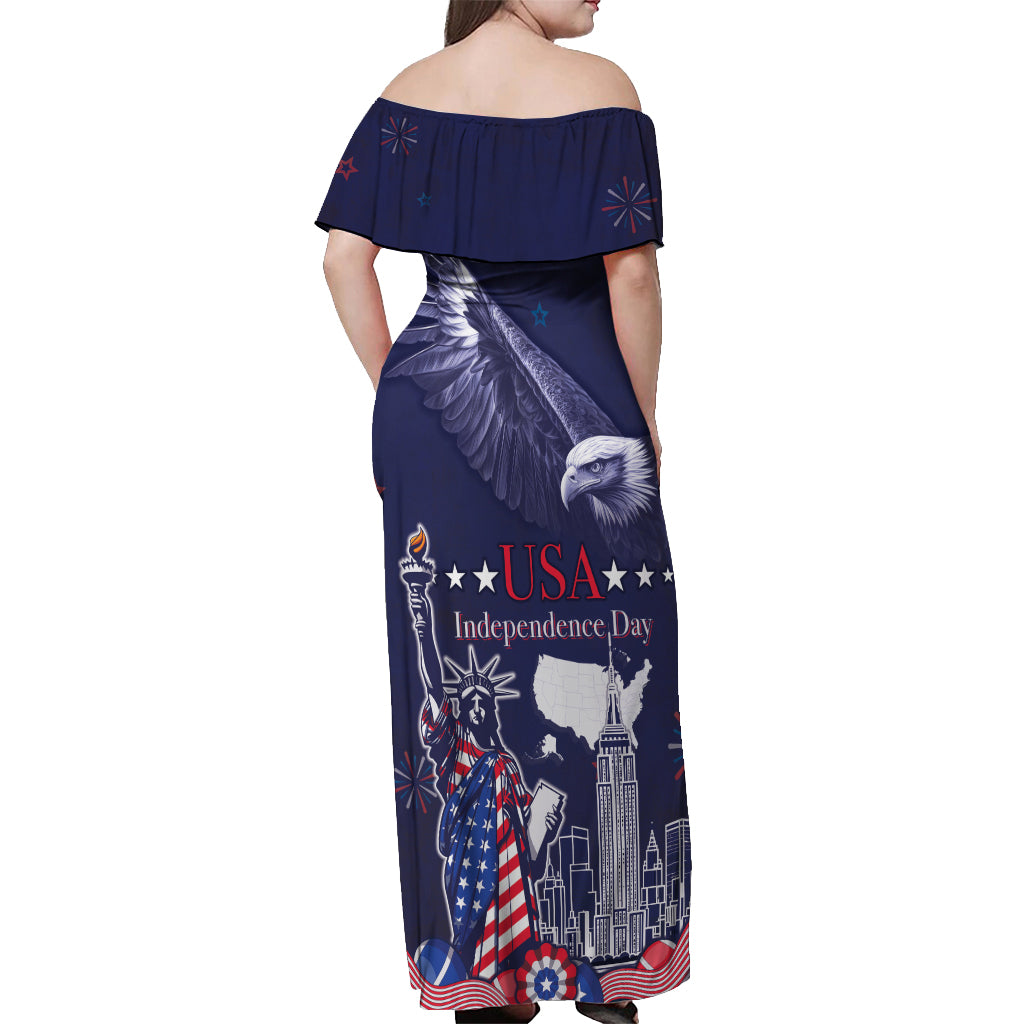 United States Independence Day Off Shoulder Maxi Dress Freedom 4th Of July Navy Version LT05 - Wonder Print Shop