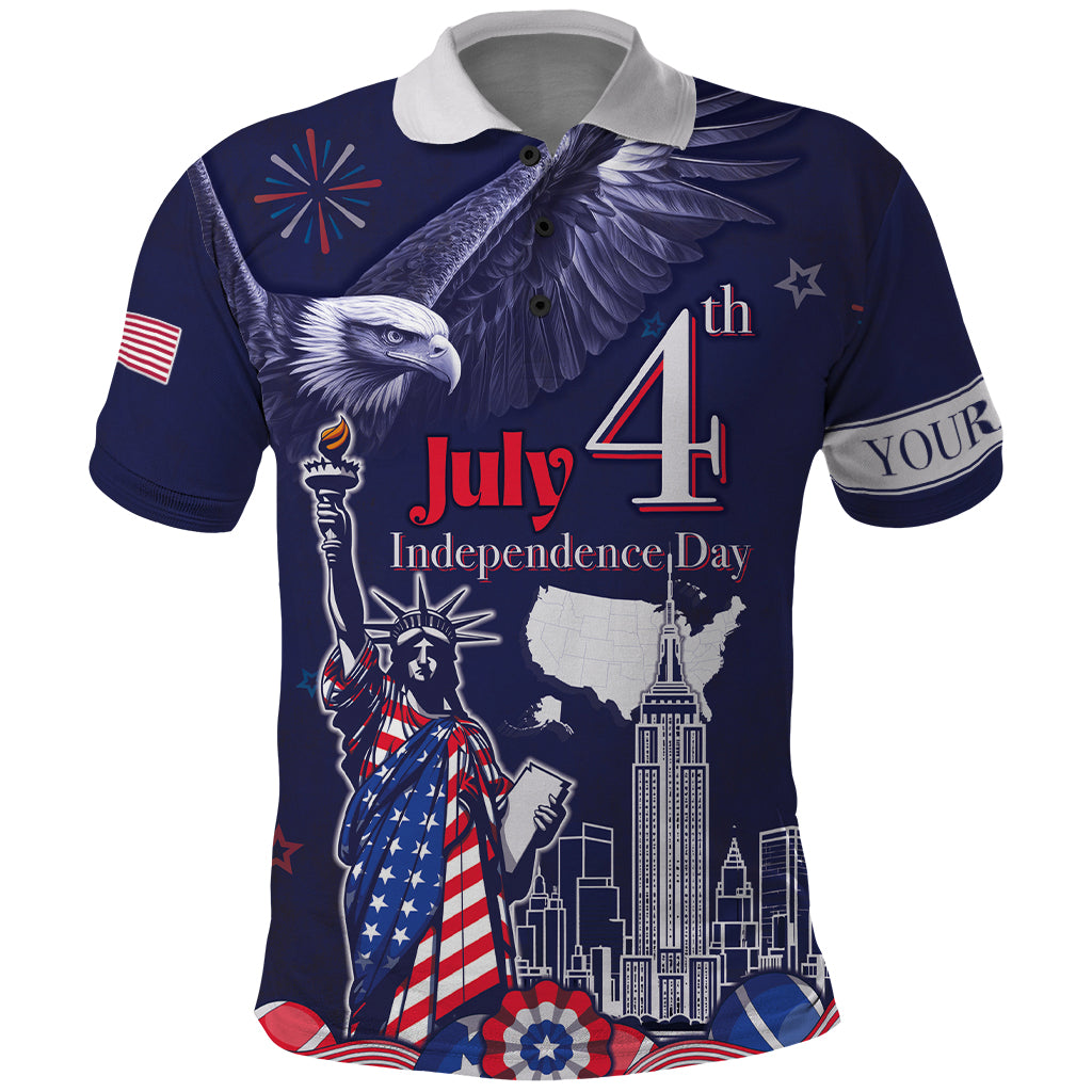 Personalised United States Independence Day Polo Shirt Freedom 4th Of July Navy Version