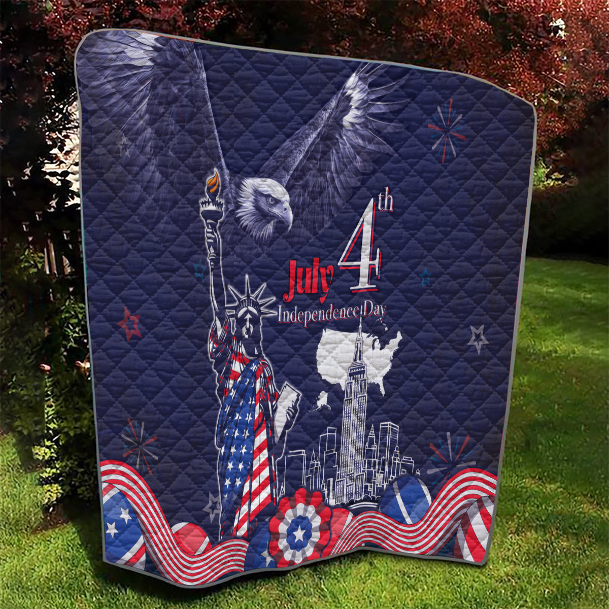 United States Independence Day Quilt Freedom 4th Of July Navy Version LT05 - Wonder Print Shop