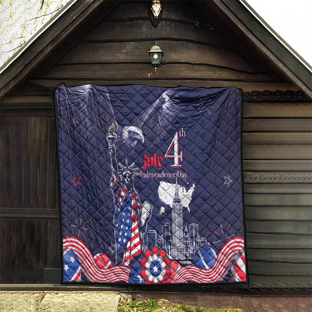 United States Independence Day Quilt Freedom 4th Of July Navy Version LT05 - Wonder Print Shop