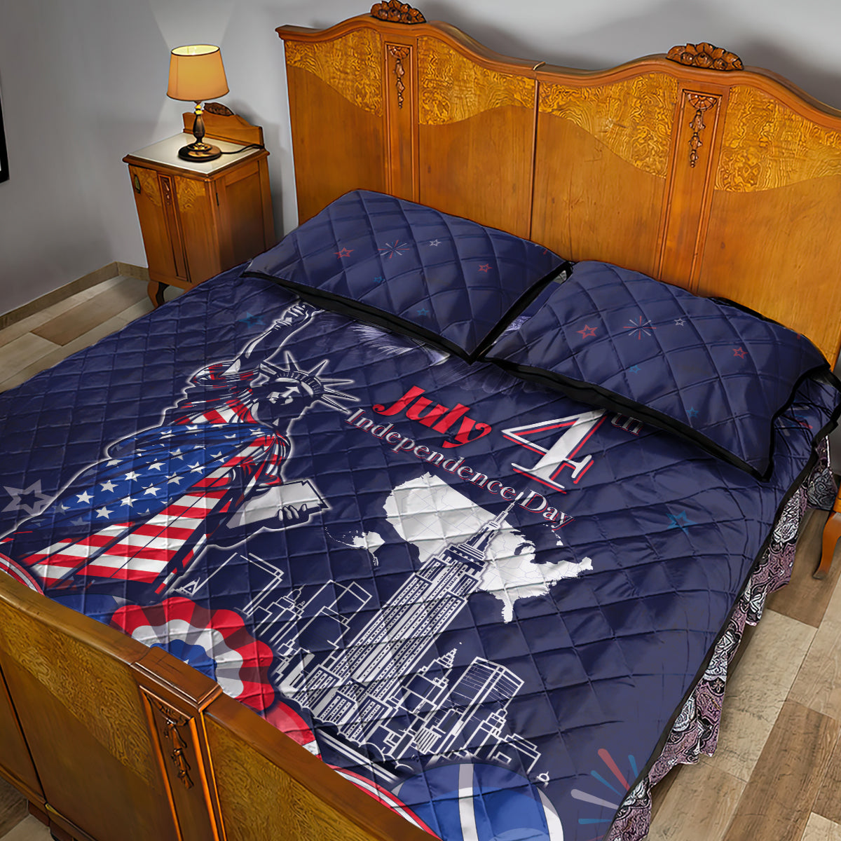 United States Independence Day Quilt Bed Set Freedom 4th Of July Navy Version LT05 - Wonder Print Shop