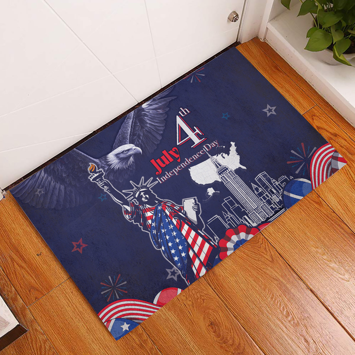 United States Independence Day Rubber Doormat Freedom 4th Of July Navy Version LT05 - Wonder Print Shop