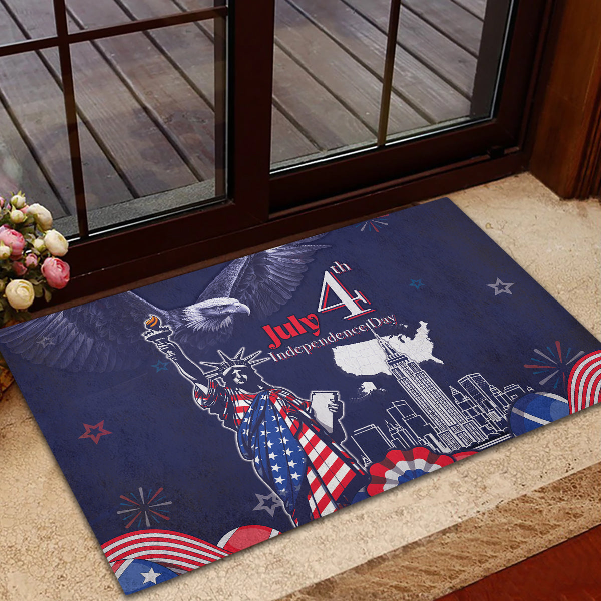 United States Independence Day Rubber Doormat Freedom 4th Of July Navy Version LT05 - Wonder Print Shop